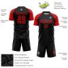Customized Black Red Soccer Jerseys Sets for Men Youth Women, Design Your Own Football Team Uniforms with Name Number Logo Print Front and Back, Personalized Sports T-Shirts and Shorts Gifts view 3