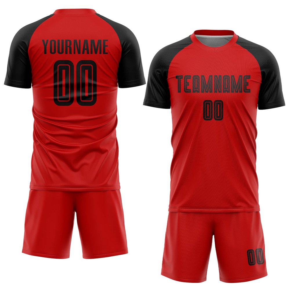 Customized Red Soccer Jersey Sets for Men Boys Women, Personalized Soccer Shirts and Shorts Football Uniform with Name Logo Number Printed, Design Sports Team Jerseys for Adults Youth