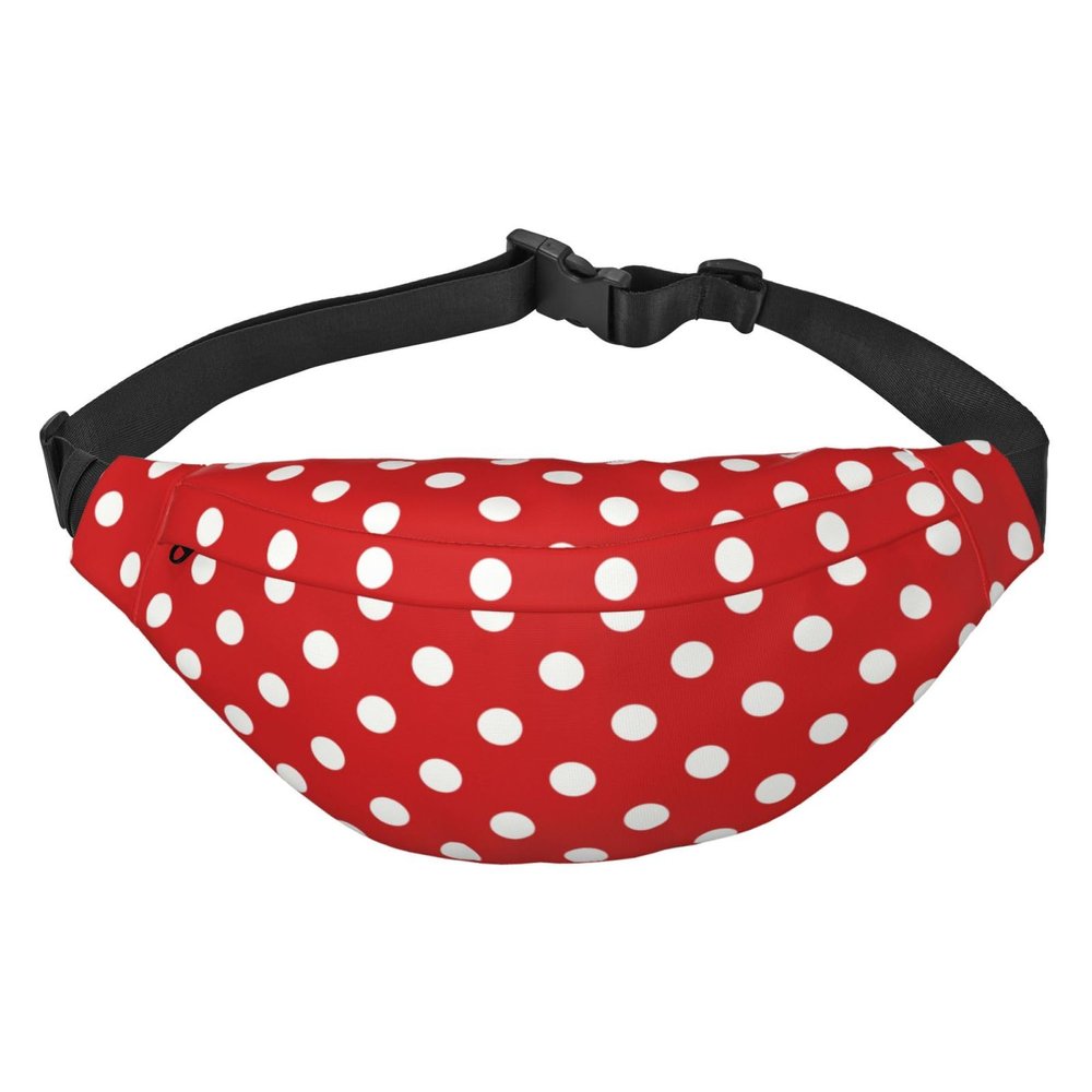 Red And White Polka Dot Unisex Fashion Sporty Multi-Purpose Crossbody Bags Waist Bag With Adjustable Strap For Outdoors Running Cycling