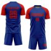 Personalized Soccer Jerseys Mens, Custom Blue Red Football Uniforms with Team Logo Number Name Printed, Design Sports T-Shirts and Shorts Sets for Adults Youth Boys Women view 1