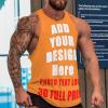 scocici Custom Mens Sleeveless t Shirts for Gym Summer Beach Muscle Tee Printed Add Your Photo Logo Text Workout Tank Tops Style14 Orange, Small view 2