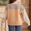 blibean Teen Girls Fall Shirts Big Kid Puff Long Sleeve Striped Color Block Tops Little Girl Spring Tee Shirt Casual Crewneck Tunic Blouse Clothes Size 10-11 Year Old Khaki view 2
