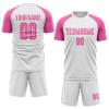 Pink White Soccer Shirts and Shorts Sets for Women Girls, Custom Soccer Jerseys with Name Number Logo Printed, Personalized Team Uniforms Sports Suits for Youth Teens Unisex view 1
