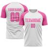 Pink White Soccer Shirts and Shorts Sets for Women Girls, Custom Soccer Jerseys with Name Number Logo Printed, Personalized Team Uniforms Sports Suits for Youth Teens Unisex view 2
