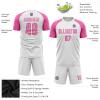 Pink White Soccer Shirts and Shorts Sets for Women Girls, Custom Soccer Jerseys with Name Number Logo Printed, Personalized Team Uniforms Sports Suits for Youth Teens Unisex view 3
