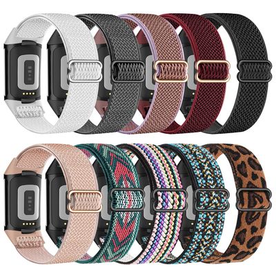 Oanux 10 Pack Stretchy Nylon Band Compatible with Fitbit Charge 6 Bands for Women Men, Elastic Soft Sport Strap Replacement Wristbands for Fitbit Charge 6 /Fitbit Charge 5 Bands