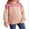 blibean Teen Girls Fall Shirts Big Kid Puff Long Sleeve Striped Color Block Tops Little Girl Spring Tee Shirt Casual Crewneck Tunic Blouse Clothes Size 10-11 Year Old Pink view 1