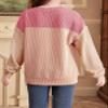 blibean Teen Girls Fall Shirts Big Kid Puff Long Sleeve Striped Color Block Tops Little Girl Spring Tee Shirt Casual Crewneck Tunic Blouse Clothes Size 10-11 Year Old Pink view 2