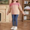 blibean Teen Girls Fall Shirts Big Kid Puff Long Sleeve Striped Color Block Tops Little Girl Spring Tee Shirt Casual Crewneck Tunic Blouse Clothes Size 10-11 Year Old Pink view 4