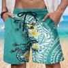 Polynesian Mens Swim Trunks - Gecko Aloha Hawaiian Mens Shorts - Summer Drawstring Beachwear Shorts Series 77 Size 2XL view 2