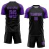 Purple Black Soccer Jersey Sets for Men Boys Women, Customized Soccer Shirt and Shorts Football Uniform with Name Logo Number Printed, Personalized Sports Team Jerseys for Adults Youth view 1