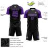 Purple Black Soccer Jersey Sets for Men Boys Women, Customized Soccer Shirt and Shorts Football Uniform with Name Logo Number Printed, Personalized Sports Team Jerseys for Adults Youth view 3