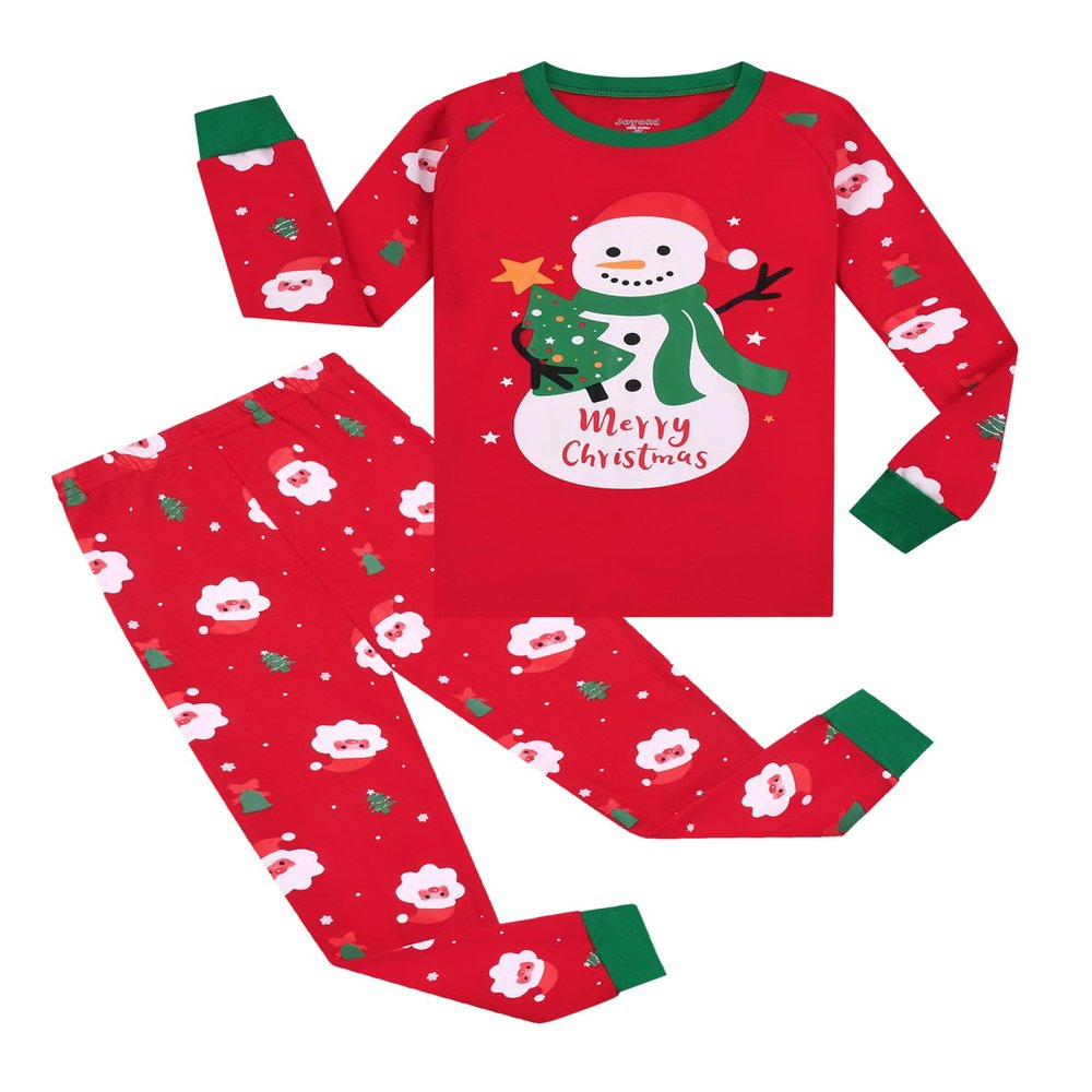 Joyond Boys Girls Christmas Pajamas Kids Snowman Pjs Sets Cotton Toddler Clothes Sleepwear,Santa Claus, Red, Size 2T