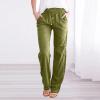 SHAOBGE Women's Lightweight Pants, Placed Recently by Me,Womens Casual Cotton Linen Pants Summer Relax Fit Elastic Waist Straight Leg Plus Size Solid Lounge Long Trousers 2-Bronze Small view 2
