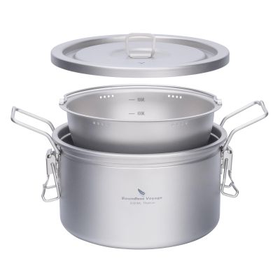 Boundless Voyage Titanium Pot Multifunctional Rice Cooker 2L+0.9L Pot Set Ultralight Outdoor Camping Cookware
