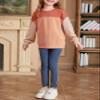 blibean Teen Girls Fall Shirts Big Kid Puff Long Sleeve Striped Color Block Tops Little Girl Spring Tee Shirt Casual Crewneck Tunic Blouse Clothes Size 6-7 Year Old Red view 4