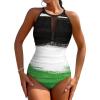 BRUAOWJF Palestine Flag One-Piece Swimsuit Tummy Control Bathing Suits for Women Full Coverage Cutout Mesh Sexy Swimwear S view 1