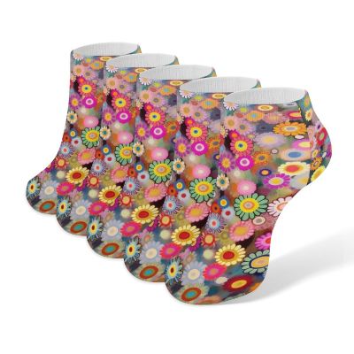 Flower Couture Men's Ankle Low Socks 5 Pack Non Slip Flat Boat Breathable for Women
