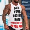 Custom Mens Sleeveless t Shirts for Gym Summer Beach Muscle Tee Printed Add Your Photo Logo Text Workout Tank Tops Style03 White view 2