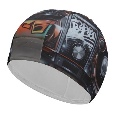 Graffiti Hip Hop Swim Cap for Men Women Short/Long Hair Swimming Cap Comfortable Bathing Cap Swimming Hat