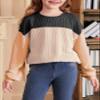blibean Teen Girls Fall Shirts Big Kid Puff Long Sleeve Striped Color Block Tops Little Girl Spring Tee Shirt Casual Crewneck Tunic Blouse Clothes Size 6-7 Year Old Black view 3