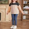 blibean Teen Girls Fall Shirts Big Kid Puff Long Sleeve Striped Color Block Tops Little Girl Spring Tee Shirt Casual Crewneck Tunic Blouse Clothes Size 6-7 Year Old Black view 4
