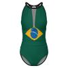 BRUAOWJF Brazilian Flag One-Piece Swimsuit Tummy Control Bathing Suits for Women Full Coverage Cutout Mesh Sexy Swimwear XL view 4