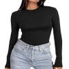 Ekouaer Women's Long Sleeve Shirts Tight Fitted Tops Crewneck Underscrubs Tee Lightweight Basic Thermal Undershirts Black S view 1