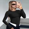Ekouaer Women's Long Sleeve Shirts Tight Fitted Tops Crewneck Underscrubs Tee Lightweight Basic Thermal Undershirts Black S view 2