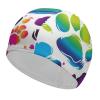Colorful Dog Paw Print Swim Cap for Men Women Short/Long Hair Swimming Cap Comfortable Bathing Cap Swimming Hat view 1