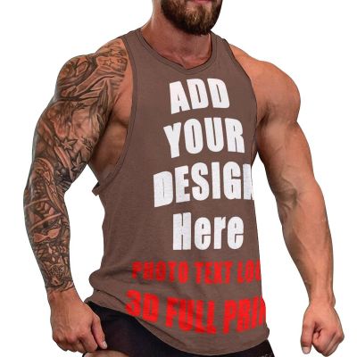Custom Muscle Shirts Sleeveless t Shirt Athletic Tank Top Add Your Design Photo Text Logo Summer Beach Soft Sport Tee Style08 Coffee