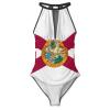 BRUAOWJF Women's Florida State Flag One-Piece Swimsuits-Tummy Control Mesh High Waist Design for 2024 L view 3