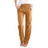 Ladies Pants Pull On,Deals of The Day Today Prime,Womens Casual Cotton Linen Pants Lightweight Summer Relax Fit Elastic Waist Straight Leg Plus Size Solid Lounge Long Trousers 3-Ora view 1