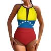 BRUAOWJF Venezuelan Flag One-Piece Swimsuit Tummy Control Bathing Suits for Women Full Coverage Cutout Mesh Sexy Swimwear L, Style-14 view 1