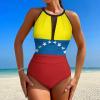 BRUAOWJF Venezuelan Flag One-Piece Swimsuit Tummy Control Bathing Suits for Women Full Coverage Cutout Mesh Sexy Swimwear L, Style-14 view 2