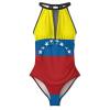 BRUAOWJF Venezuelan Flag One-Piece Swimsuit Tummy Control Bathing Suits for Women Full Coverage Cutout Mesh Sexy Swimwear L, Style-14 view 3