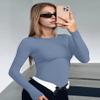 Ekouaer Women's Long Sleeve Shirts Tight Fitted Tops Crewneck Underscrubs Tee Lightweight Basic Thermal Undershirts Blue-Gray XXL view 2