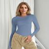 Ekouaer Women's Long Sleeve Shirts Tight Fitted Tops Crewneck Underscrubs Tee Lightweight Basic Thermal Undershirts Blue-Gray XXL view 3