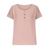 Summer Tops for Women Crewneck Henley T Shirts Short Sleeve Buttons Up Tunics Trendy Solid Color Texture Blouses Pink view 3