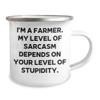 Generic Farmers' Humor Camping Mug - I'm A Farmer. My Level Of Sarcasm Depends On Your Level Of Stupidity. - Funny Farmer Gifts for Father's Day, 12oz, White view 2