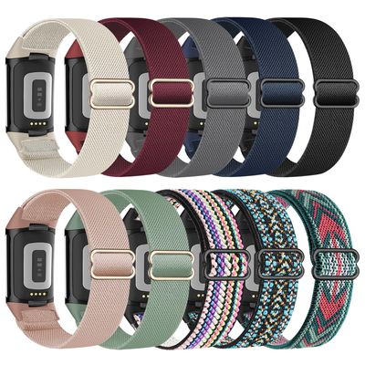 Oanux 10 Pack Stretchy Nylon Band Compatible with Fitbit Charge 6 Bands for Women Men, Elastic Soft Sport Strap Replacement Wristbands for Fitbit Charge 6 /Fitbit Charge 5 Bands