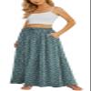 Yincro Women's Flowy Maxi Skirt Summer Pleated High Waisted Casual Long Skirts with Pockets (Tulips Gray Green, S) view 1