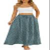 Yincro Women's Flowy Maxi Skirt Summer Pleated High Waisted Casual Long Skirts with Pockets (Tulips Gray Green, S) view 3