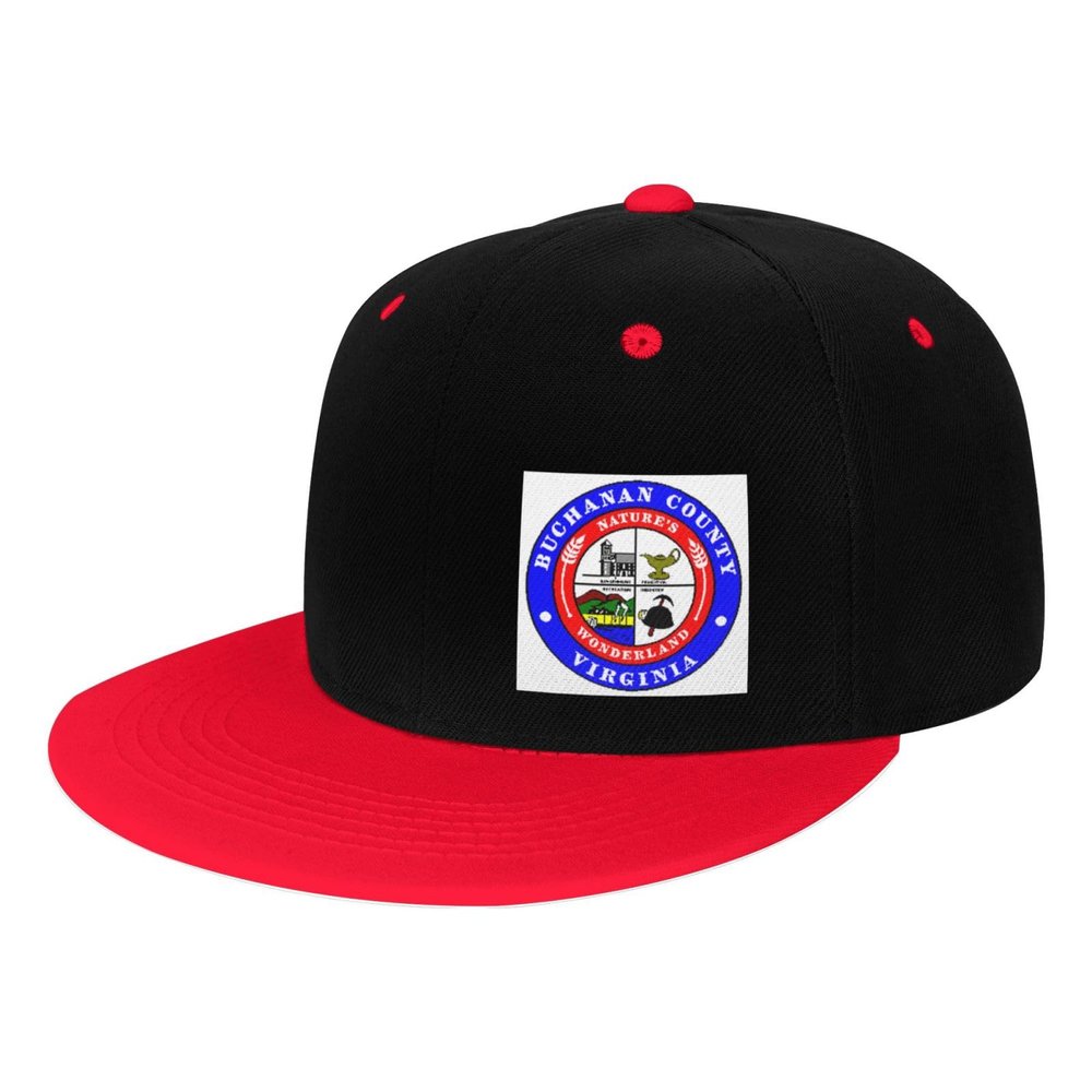 Buchanan County Va Seal Snapback Hats for Men Baseball Cap Trucker Flat Brim Hat Golf Hat Red