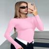 Ekouaer Women's Long Sleeve Shirts Tight Fitted Tops Crewneck Underscrubs Tee Lightweight Basic Thermal Undershirts Pink L view 2