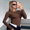 Ekouaer Women's Long Sleeve Shirts Tight Fitted Tops Crewneck Underscrubs Tee Lightweight Basic Thermal Undershirts Coffee XS view 2