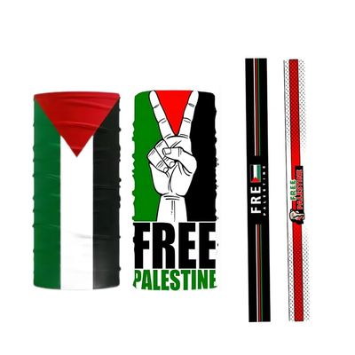 4 Palestinian Flag Bandana Set Include 2 Palestinian Flag Scarves Riding Balaclava Face Mask, 2 Palestinian Flag Headbands (Style 2)