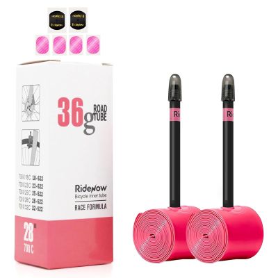 2 Pack Ridenow TPU Inner Tubes Ultra-Light 700 x 18-32c/32-47c with 45mm/65mm/85mm Presta Valves for Road Bike or Gravel Bike (Include Bike Tube Patch Repair Kit)