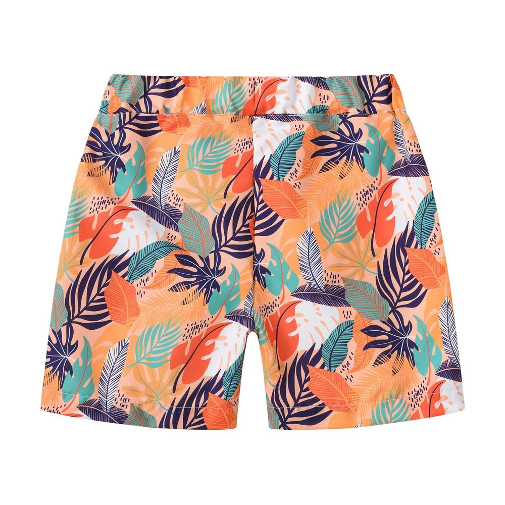Betadog Boys Swim Trunks Compression Liner Swim Shorts Quick Drying Bathing Suit with Boxer Brief (Orange, 18-24 Months)