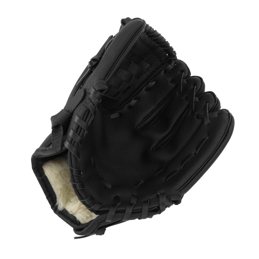 Drfeify Baseball Glove, Ergonomic PU Leather Softball Glove Mitts Softness with Enhanced Grip Professional Fielding for Youth Adult (Black)